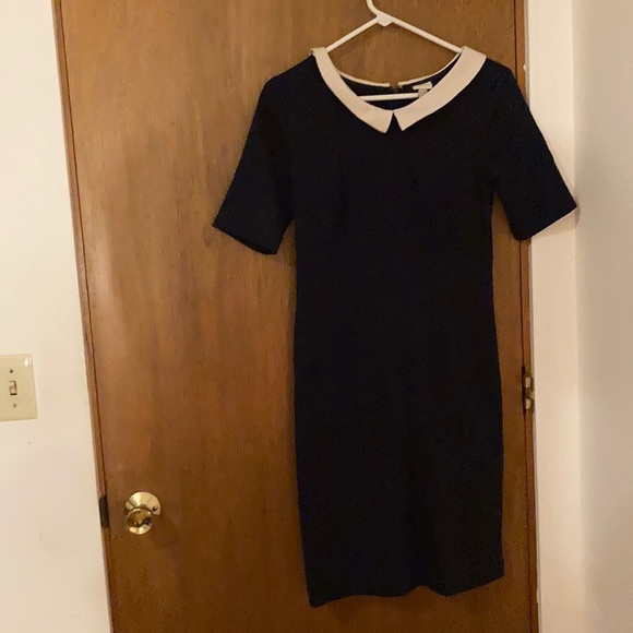 Navy Blue Sailor Dress - Retro Pinup Inspired - Collared Secretary Style XS - Picture 2 of 3